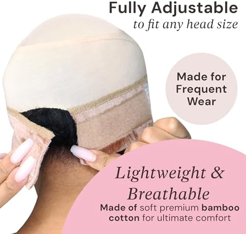 Milano Collection GripCap for Women, 2 in 1 Wig Cap with Grip Band Plus Wig Cap for Lace Frontals, Fully Adjustable, Comfortable, and Breathable Fabric for Secure Fit, Nude, 2 Pack - Image 3