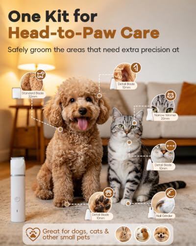 Veeconn 4 in 1 Dog Clippers Grooming Kit with Paw Hair Trimmer for Cat Pet - Image 2