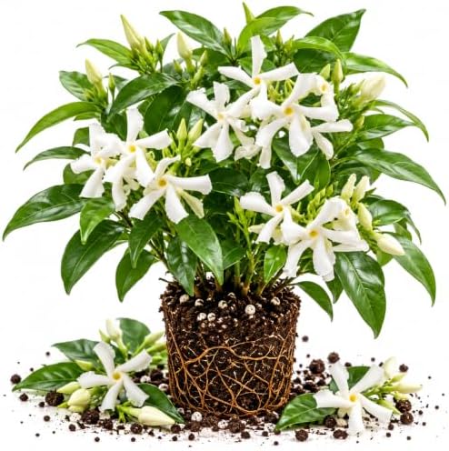 Star Jasmine Vine Live Plant, Patio Container Flower, 4-7 Inches by UIOTER
