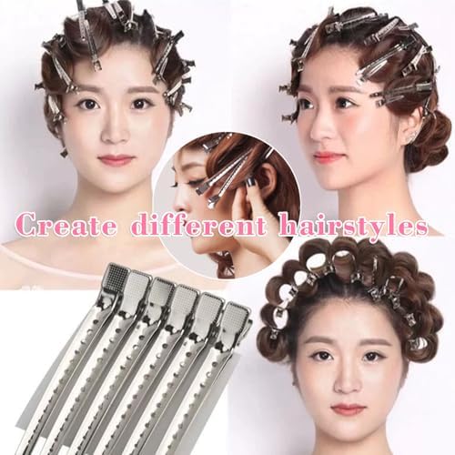 40 PCS 3.5 Inch Duck Billed Clips,Metal Alligator Curl Hair Clips with Holes for Styling, Coloring, Thick Hair Rollers, Salon Use,Alligator Clips for Women for Thick Hair & Thin Hair,Silver - Image 4