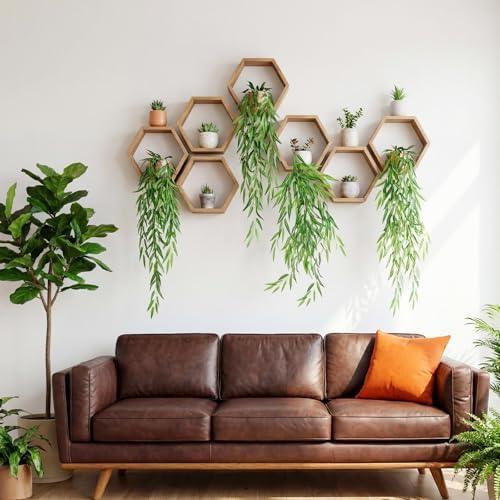 Daifunli Artificial Hanging Plants Fake Hanging Ferns Plastic Faux Plants for Wall Room Garden Garland Indoor Outdoor Decor No Basket (8 Pcs,Willow) - Image 4