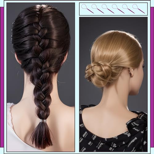 Teenitor 4pcs Pony Hair Tail Accessories, 2 Pairs French Braiding Tool, Turvy Styling Tool for Women Girls, Ponytail Pull Through Tool Purple/Blue - Image 7