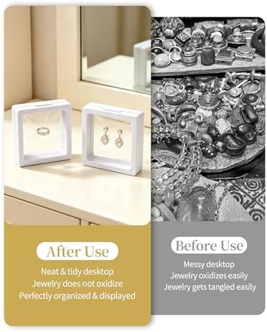 12 Pcs 3D Floating Frame Display Case 2.8 x 2.8 x 0.8 Inch White - Image 7