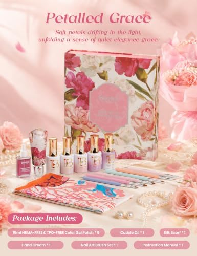 Beetles Petalled Grace Gel Nail Polish Kit, 4 Sheer Colors and 1 Cat Eye - Image 2