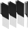 Patelai 30 Pcs Rat Tail Steel Combs Fine Tooth Bulk,Black, Silver by Patelai