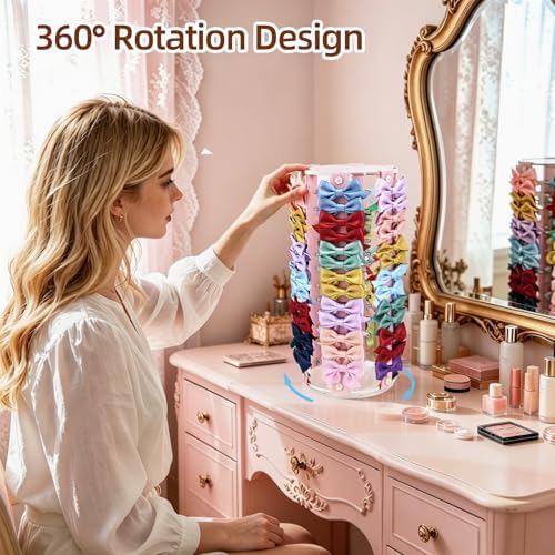 Rotating Bow Organizer for Girls - Spinning Large Capacity Hair Bow Holder with Cute Design, Effortless Hair Clip Organizer for Home Dresser, Essential Storage Solution for Girls - Image 6