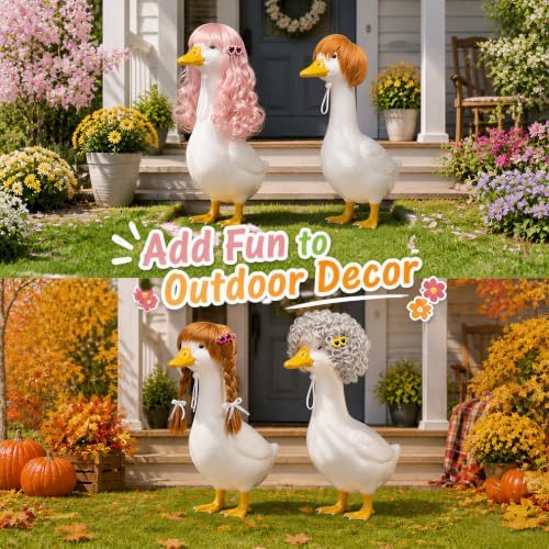 4Pcs Porch Goose Wigs with Hair Clips, Goose Statue Accessories for 17 23” - Image 5