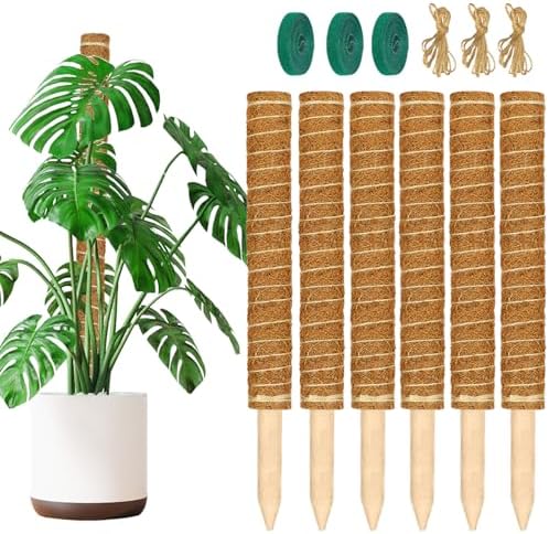 ALENEY Moss Pole, 6 Pack 17inch Monstera Plant Support Stackable Moss Poles for Plants, Coir Totem Pole Tall Moss Pole for Climbing Plants, Sphagnum, Indoor Potted Plants by ALENEY