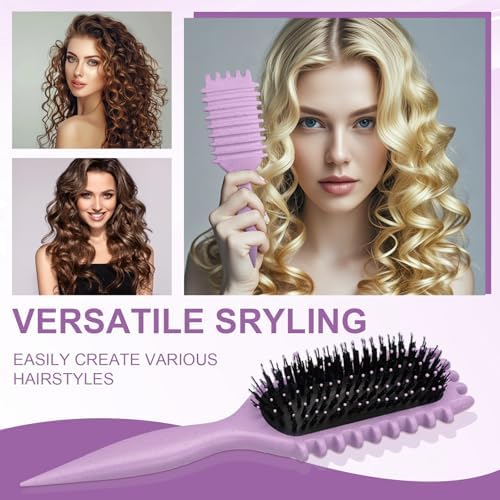 Candy Brush,Curly Hair Brush,Curl Defining Brush,Shaping and Defining Curls for Women Hair Brush for Combing and Shaping,Reduce Pulling and Curl Separation For Defined Curls(Purple) - Image 3