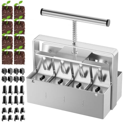 Soil Blocker, 8 Cell Soil Block Maker 2 Inch with 3 Sizes Seed Pins, 2024 Seed Handheld Block Maker with Comfortable Handle, Garden Blocking Tools for Seedings, Cuttings, Greenhouses by NVRGIUP