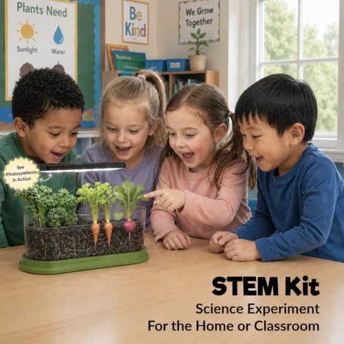 Kids Gardening Kit with LED Grow Light & Root Viewer - Kids Plant Growing Kit - Indoor Mini Garden Set - Vegetable & Herb Garden - Nature Craft for Kids - STEM Science Experiment - Grow Your Own Plant - Image 6