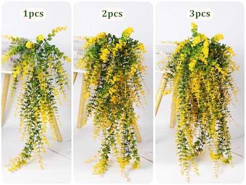 RECUTMS Artificial Plants Hanging Outdoor Fake Yellow Plants Hanging Vines - Image 3