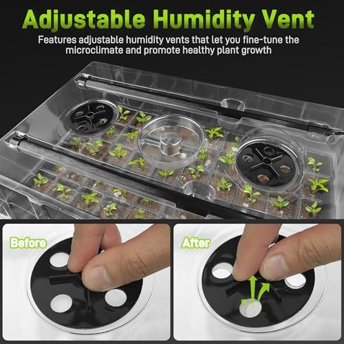 120-Cell Seed Starter Tray with Grow Light, Seedling Starter Trays with 4.08" Humidity Dome, Self-Watering Plant Germination Trays,Seed Starter Kit for Seeds Growing (Black) - Image 6