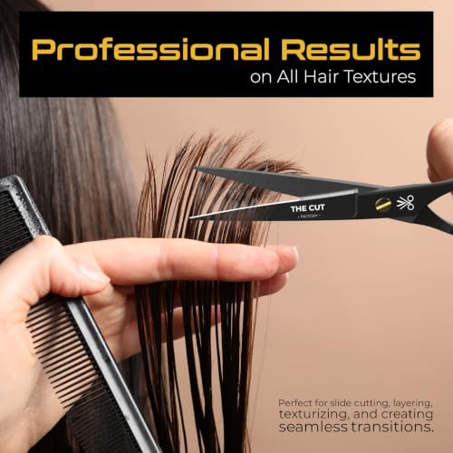 Left Handed Barber Scissors Professional 6 Inch - Serrated Edge Hair Cutting Shears for Lefties, Japanese Stainless Steel Salon Scissors for Men & Women, Includes Premium Leather Pouch & Gift Box - Image 4