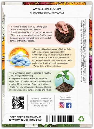 Seed Needs State Fair Zinnia Seeds to Plant Cut Flowers - 2 Packs - Image 2