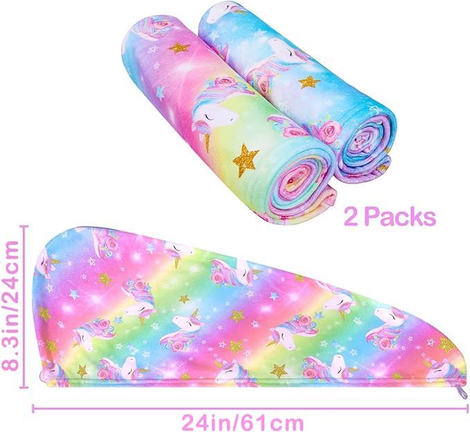 FIOBEE Microfiber Hair Towel Wrap for Kid Girls Rapid Drying Hair Turbans - Image 6