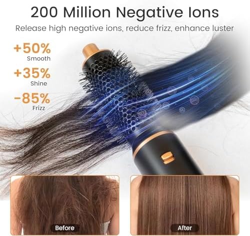 5 in 1 Multi Hair Styler Blow Dryer Brush Hair Dryer Hot Magic Air Styler Set Hair Brushes for Women, Hair Styling Appliances with Curl Straighten Wavy Smooth, All Hair Type/Length Black Gold - Image 4