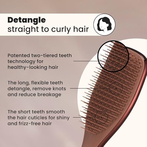 Tangle Teezer Chrome Ultimate Detangler Brush for Wet & Dry Hair, Eliminates Knots & Reduces Breakage for Straight to Curly Hair Types, Chocolate Bronze (Pack of 3) - Image 3