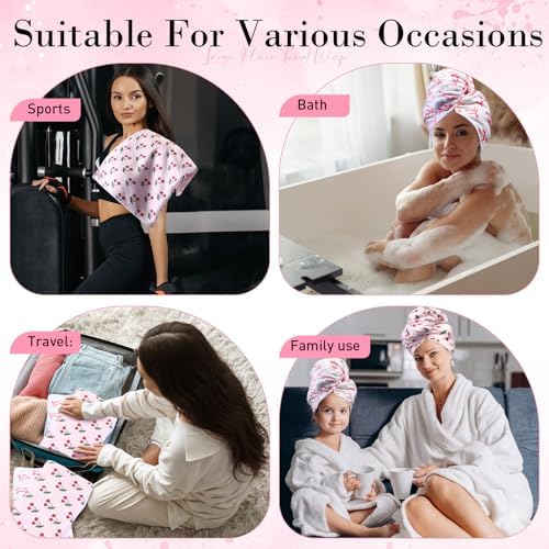 Hahafelt 2 Pack Large Microfiber Hair Towels, 23" x 40" Pink Hair Turban - Image 5