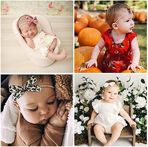 BQUBO Baby Girl Headbands with Bows Nylon Hairbands Handmade Hair Accessories for Newborn Infant Toddlers 10 Pack - Image 2