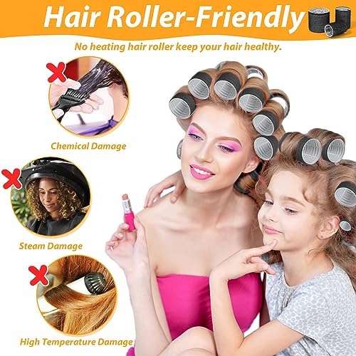 39PCS Self Grip Curlers 3 Sizes - Black 2.5in, 1.9in, 1.4in Rollers with Duckbill Clips for Long, Medium, Short, Thick, Fine Hair Volume and Bangs (Black) - Image 3