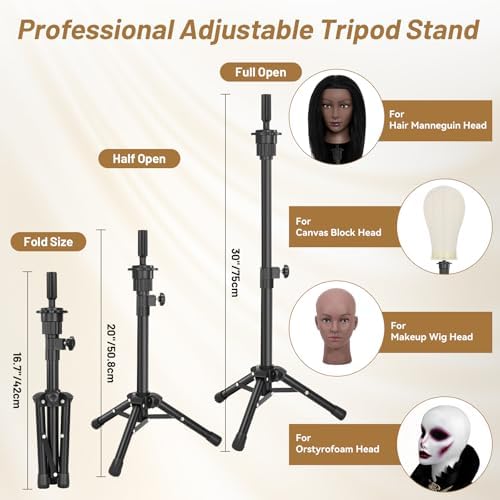 100% Human Hair Mannequin Head 20"-22" with 30" Tripod Stand, Cosmetology Manikin Doll Head Real Human Hair for Braiding Hairdresser Practice Styling - Image 6