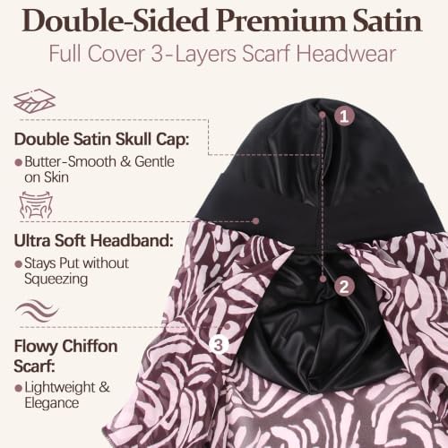 Ababalaya Satin Lined Head Wrap Chemo Headwear for Women - Image 2