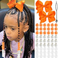 NAISKA 62PCS Orange Beads for Hair 4.7in Bow Hair Clips Hair Jewelry for Braids Cute Braids Clips with Bow Loc Beads Accessories Sets for Kids Girls by NAISKA