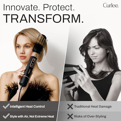 Hair Dryer Brush 6 in 1, 1200W Hot Air Styler Brush with Leather Box, Blow Dryer Volumizer Brush, Curling Iron & Straightener for Smoothing, Volumizing, Curling - Black - Image 4