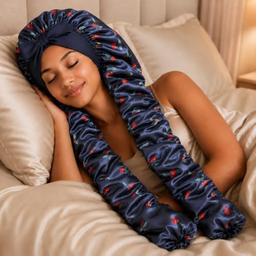 Double Layer Slik Like Satin Bonnet, 33-43" XXL Bonnet for Braids Long Hair - Image 5