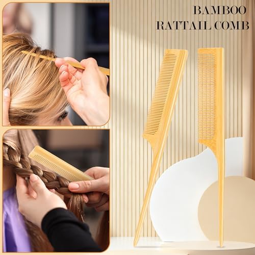 BFWood Bamboo Hair Brush Set, Wooden Detangling Hairbrush for Travel - Image 3