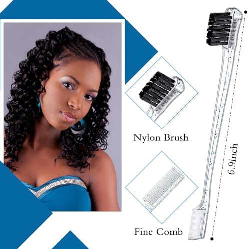 Geiserailie 3 Pcs Slick Back Hair Brush Set Bristle Brush, Clear Blue - Image 2