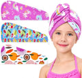 Microfiber Hair Towel Wrap for Kids Girls, Ultra Absorbent, 3 Pack by ELLEWIN