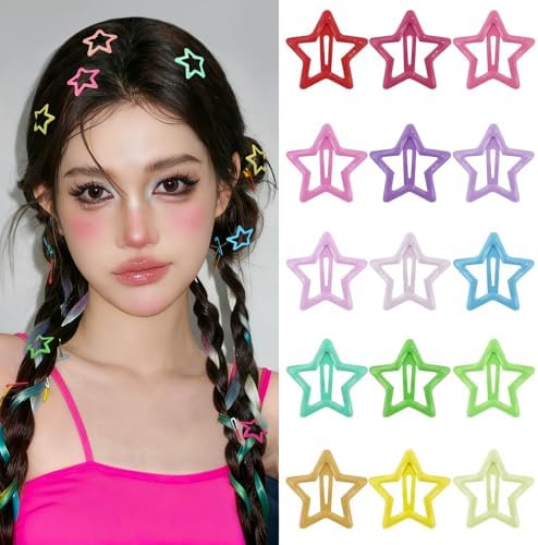VIBILIA Star Hair Clips Y2K Multicolor Metal Hair Accessories-15 PCS 1.18" by VIBILIA