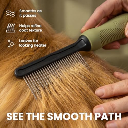 Poodle Grooming Comb - Metal Dematting Comb with Long & Short Stainless Steel Teeth for Removing Matted Hair & Knots, Safe and Gentle for Dogs & Cats (Green) - Image 4
