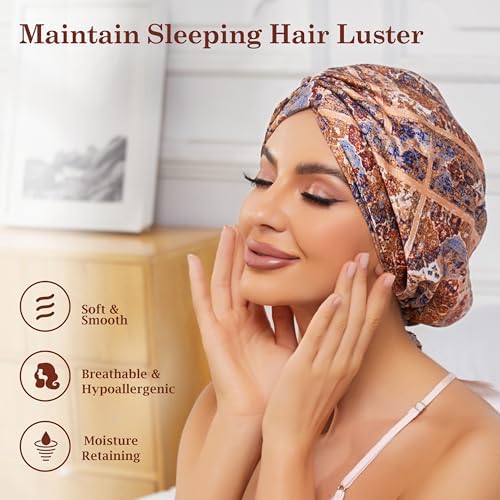Bohemia Adjustable Silk Bonnet Satin Curly Hair Wrap for Sleeping Women - Image 4