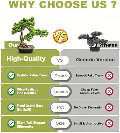Artificial Bonsai Plant, Large Faux Juniper Plants 20 inch, Faux Potted Pine Plants Indoor Decor for Office Desk Home Table, Greenery Desktop Bonsai Tree for Room Decorations, Tall 20" - Image 6