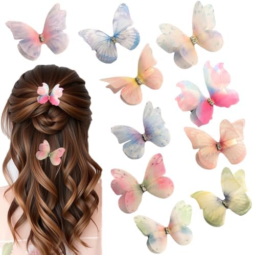 Hair Decoration Butterfly Clip-Moving Butterfly Hair Clips for Girls (Colorful A-10PCS) by CIXVOEMK
