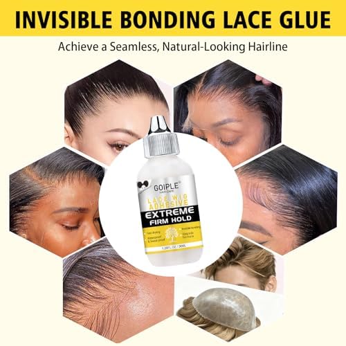 Wig Glue for Lace Front Wigs, Waterproof Lace Front Wig Adhesive & Silicone Applicator for Wigs, Strong Hold Transparent Lace Glue Edge Band for Hair Replacement Invisible Hair Bonding Adhesive(4PCS) - Image 4