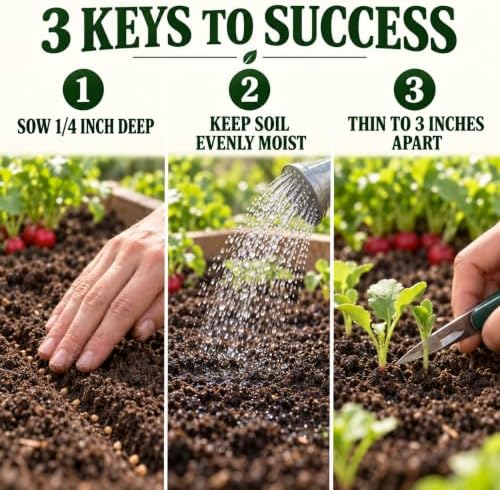 500 Cherry Belle Radish Seeds for Planting | USA Grown, Non-GMO, Heirloom | Fast-Growing, Sweet & Crisp | Harvest in 25 Days | Spring Vegetable for Gardeners of All Levels - Image 5