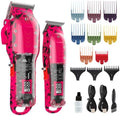 Professional Hair Clippers for Woman, Cordless Barber kit for Hair Cutting & Grooming, Hair Clippers and Trimmer Set for Barber Haircut with LED Display, 8 Fade Taper Combs(Pink Set) by Tuanchuanrp
