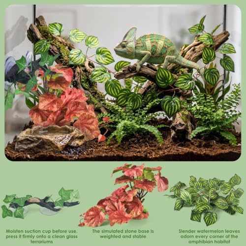 KATUMO 3PCS Reptile Plants, Terrarium Plant Artificial Decor, Fake Plant - Image 3