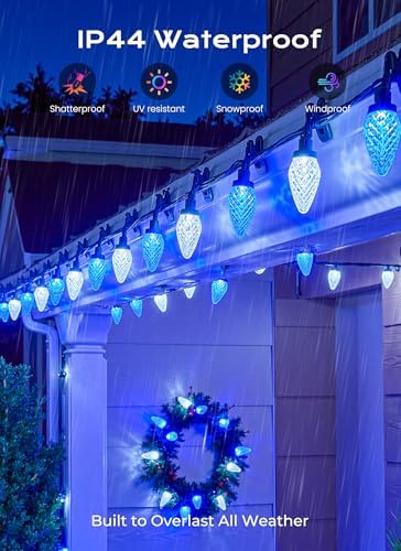 88FT 110 LED C9 Christmas Lights Outdoor Blue White Christmas Outdoor Light - Image 5