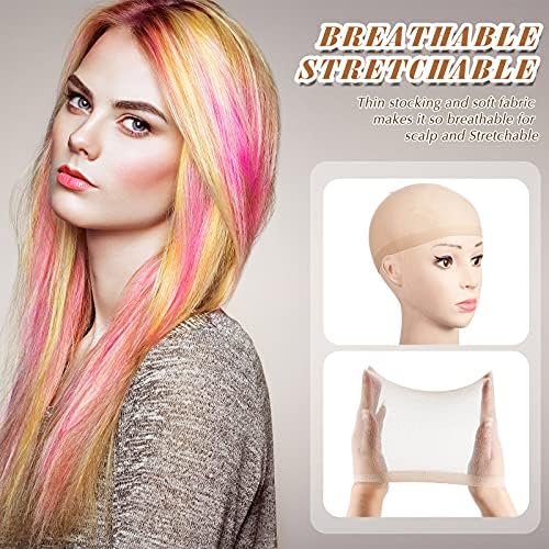 Waydress 100 Pcs Wig Caps Nylon Stocking Caps Elastic Stretchy,Beige - Image 6
