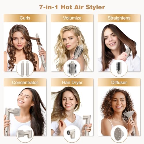 7MAGIC 7-in-1 Air Multi-Styler & Hair Dryer Brush with Auto-Wrap Curlers - Image 2