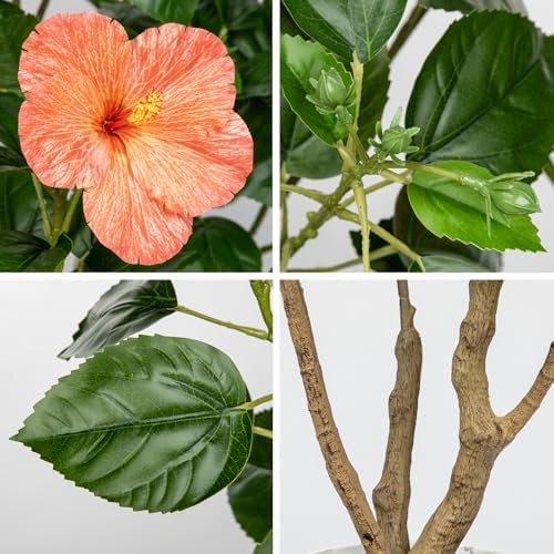 Briful 2.95ft Artificial Hibiscus Trees 2 Pack, Faux Tropical Plants - Image 5
