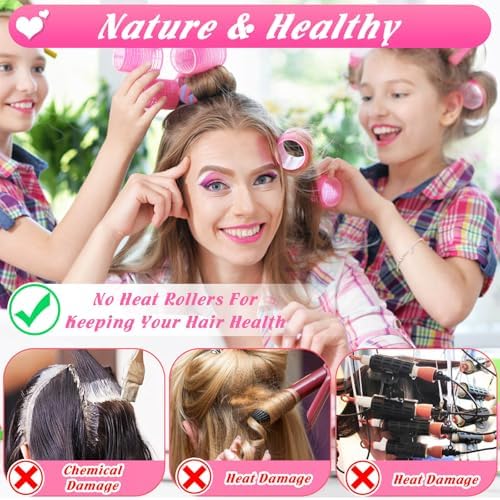 6 Size Hair Rollers for Women, 62 Pcs Rollers Hair Curlers - Image 4