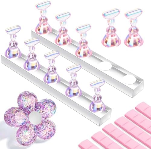 Makartt Nail Stand for Press On: Nails Display Holo Purple & Pink by Makartt
