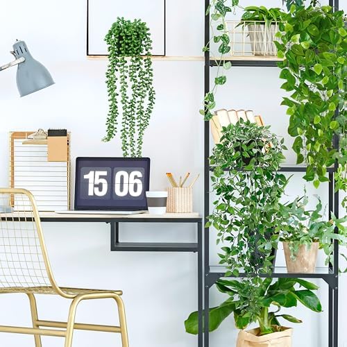Palonu Artificial Hanging Plants for Shelf, 4 Pack Fake Potted Greenery Plant Faux Mandala Vine, String of Pearls, Ivy Vine,Persian Grass Fern in Pot for Desk Home Bathroom Farmhouse Room Table Decor - Image 6