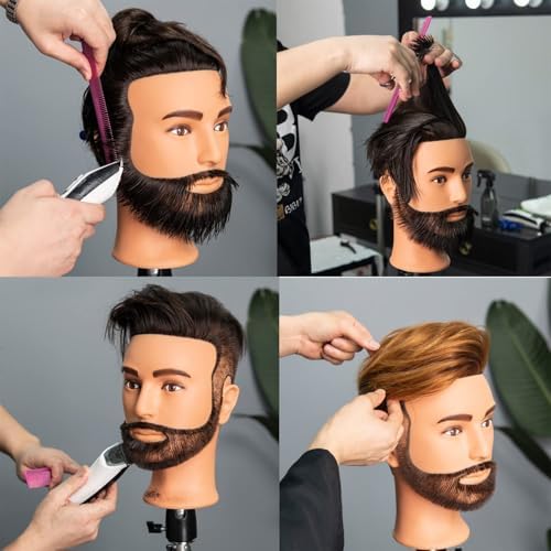 10" Male Mannequin Head 100% Human Hair for Hairdresser - Image 5